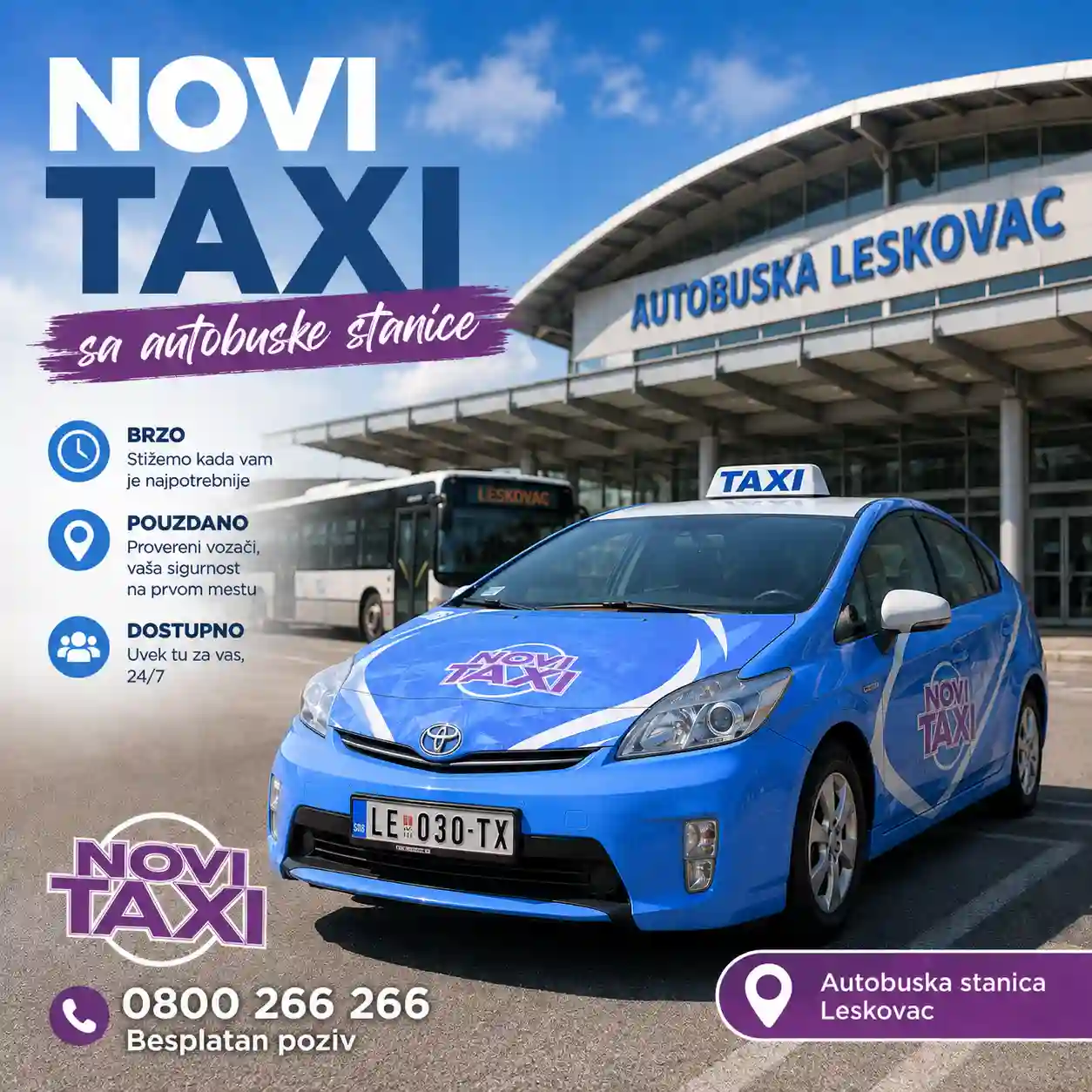 Taxi sa autobuske i železničke stanice u Leskovcu - Novi Taxi 016