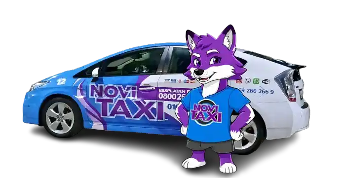 Plavo-beli Toyota Prius Novi Taxi 016 u Leskovcu i Ljuško maskota